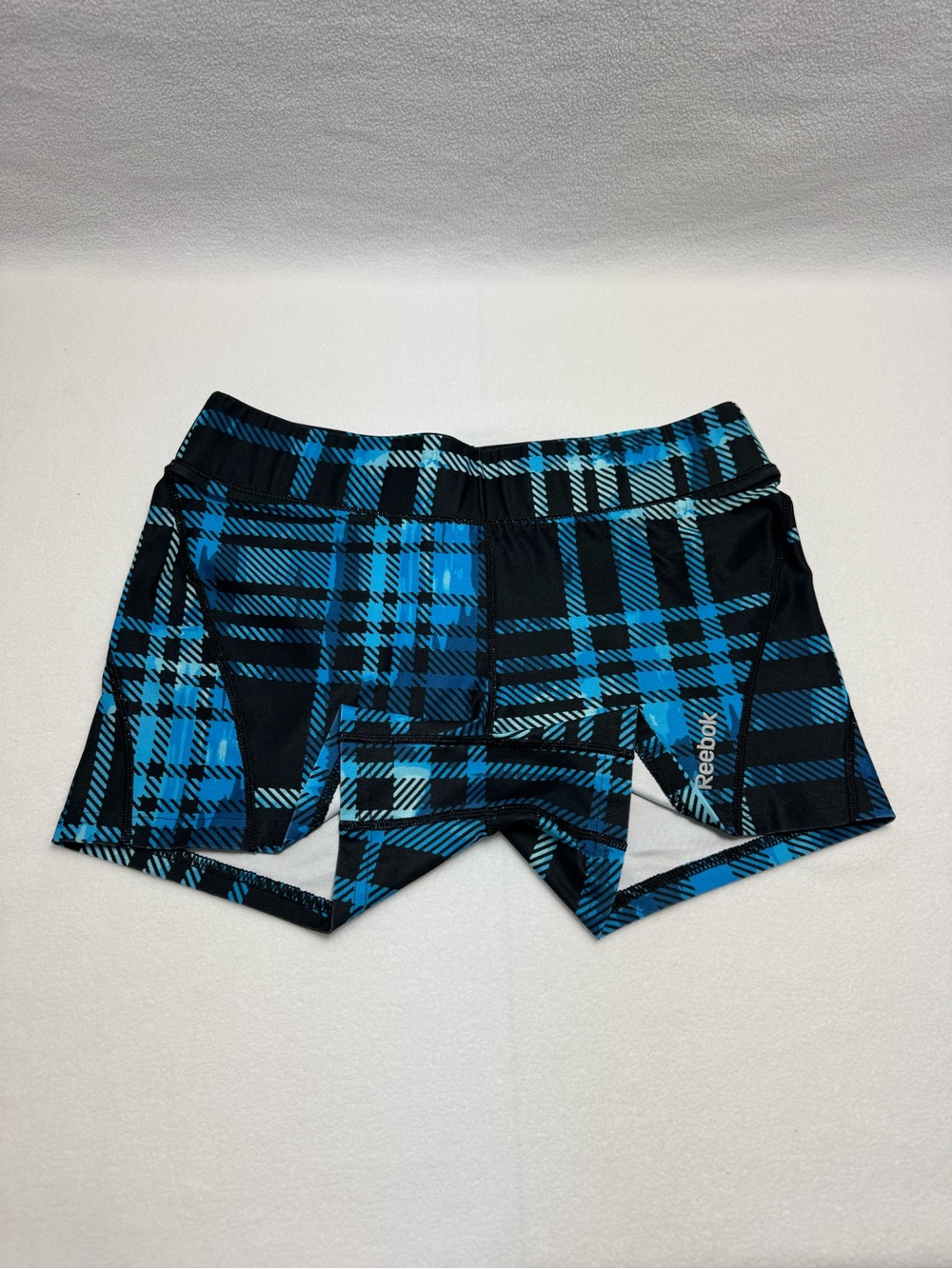Reebok Plaid Athletic Shorts Blue Black - Booty Shorts